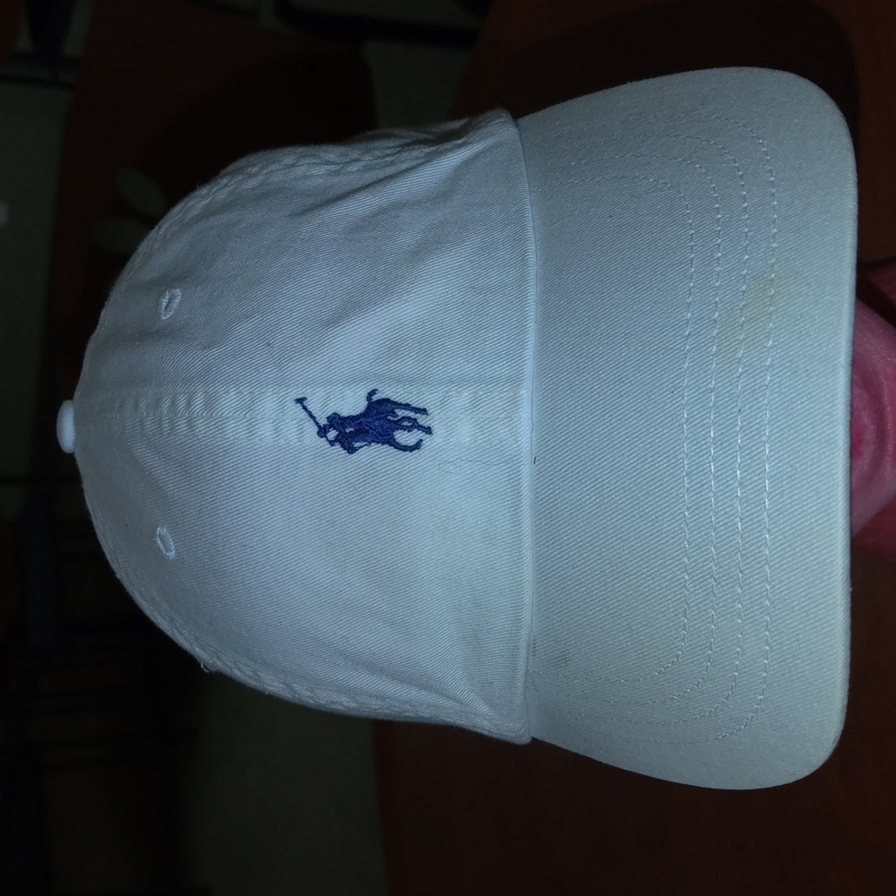 Polo Ralph Lauren Embroidered Logo Leather Strapback White Cap Hat OS